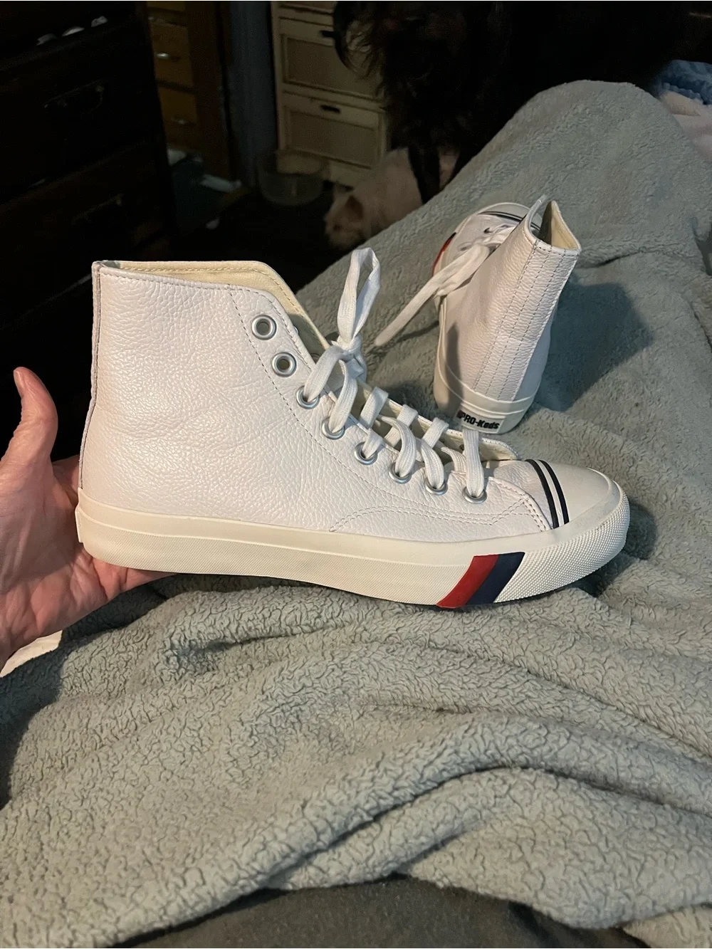 High-Top Leather Sneaker — White